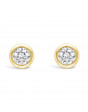 Round Rub-Over Set Solitaire Diamond Earrings, Set in 18ct Yellow Gold. Tdw 0.35ct
